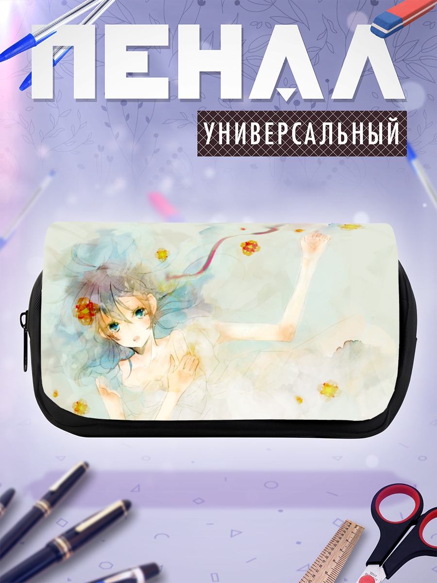 Пенал-косметичка Мику Хацунэ в цветах