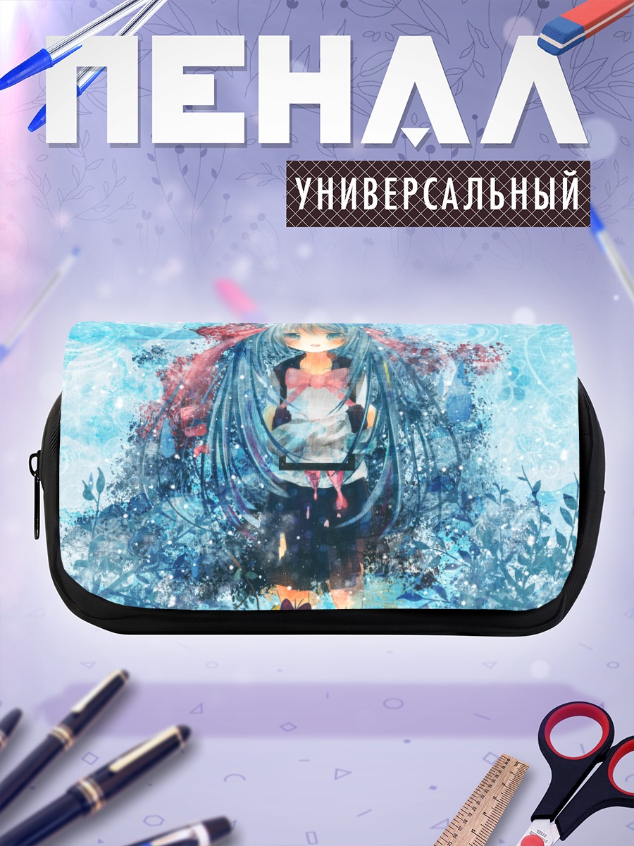Пенал-косметичка Мику Хацунэ в цветах