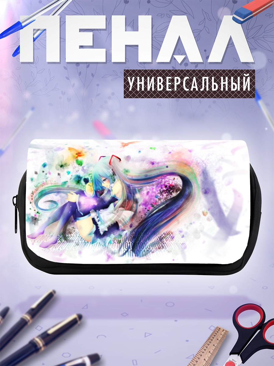 Пенал-косметичка Мику Хацунэ в цветах