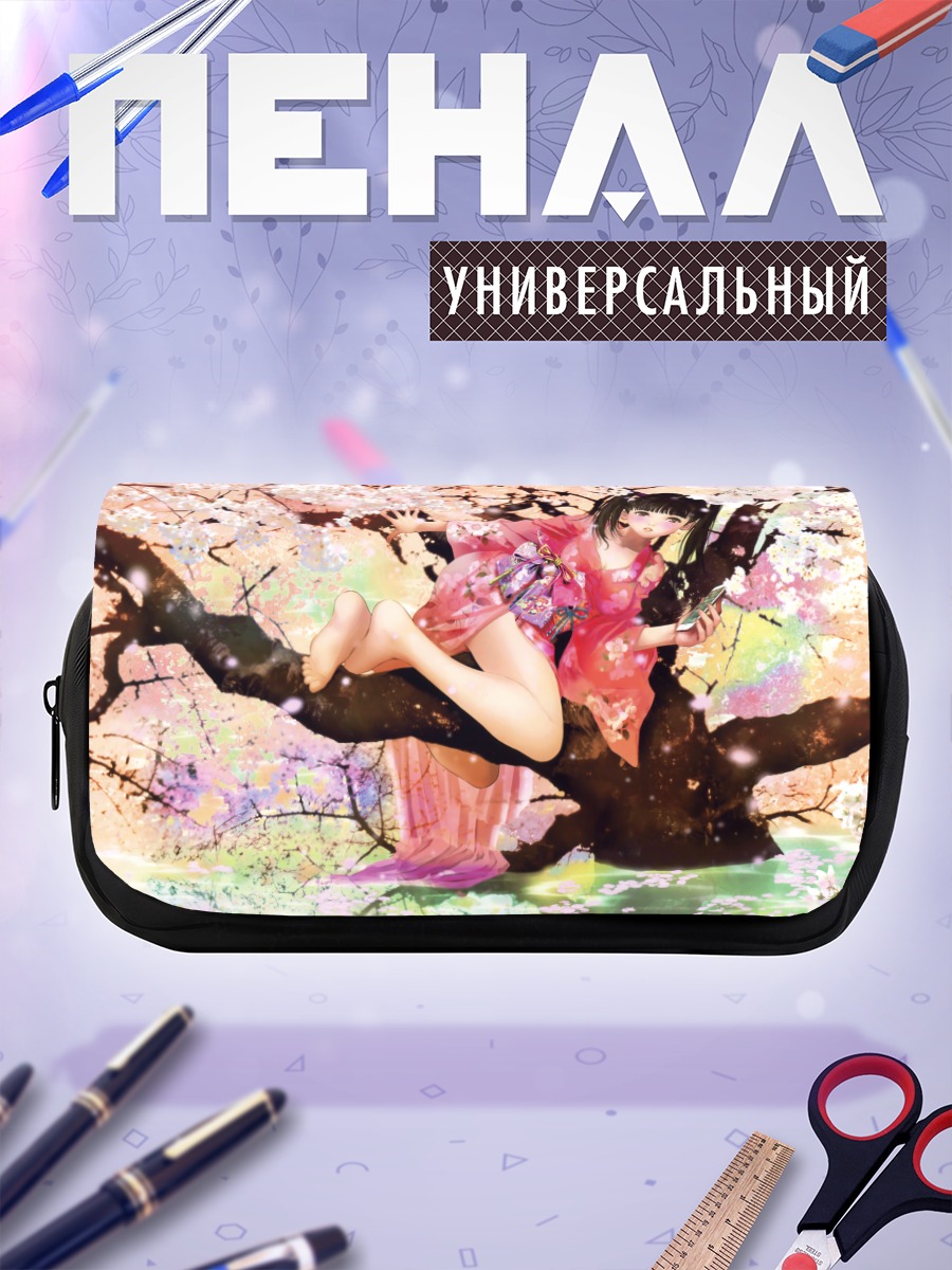 Пенал-косметичка Девушка в сакуре