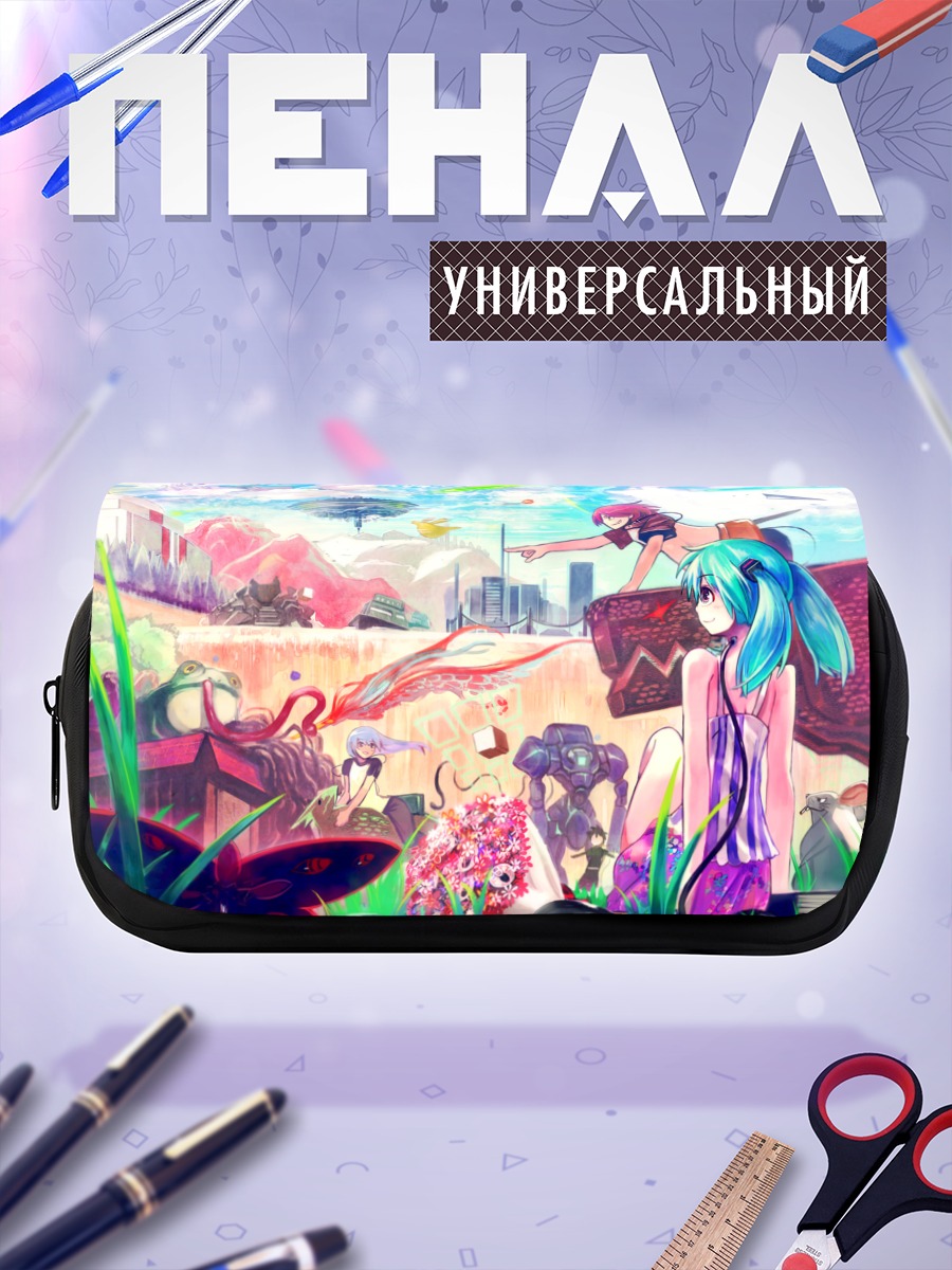 Пенал-косметичка Мику Хацунэ в цветах