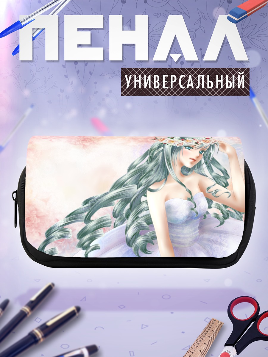 Пенал-косметичка Мику Хацунэ в цветах