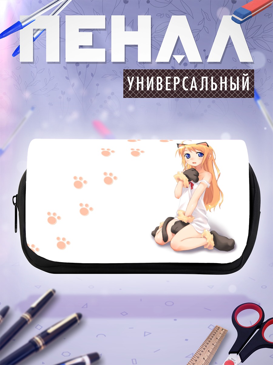 Пенал-косметичка Девушка-кошка в белом
