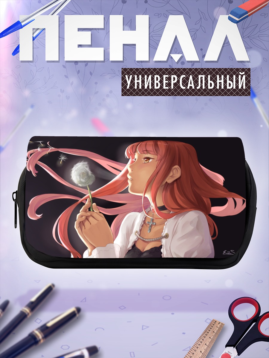 Пенал-косметичка Девушка с розовыми волосами