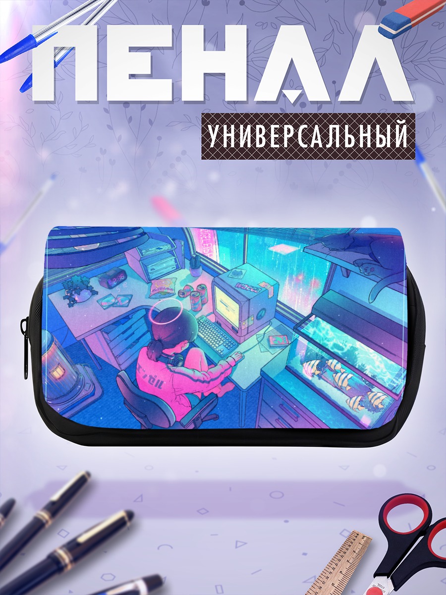 Пенал-косметичка Кот у компьютера