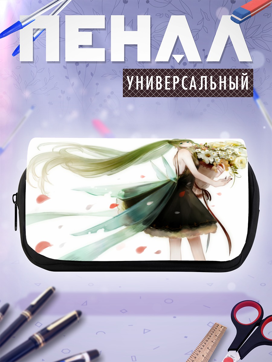 Пенал-косметичка Мику Хацунэ с цветами