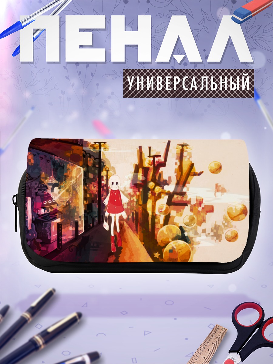 Пенал-косметичка Белый кот в городе