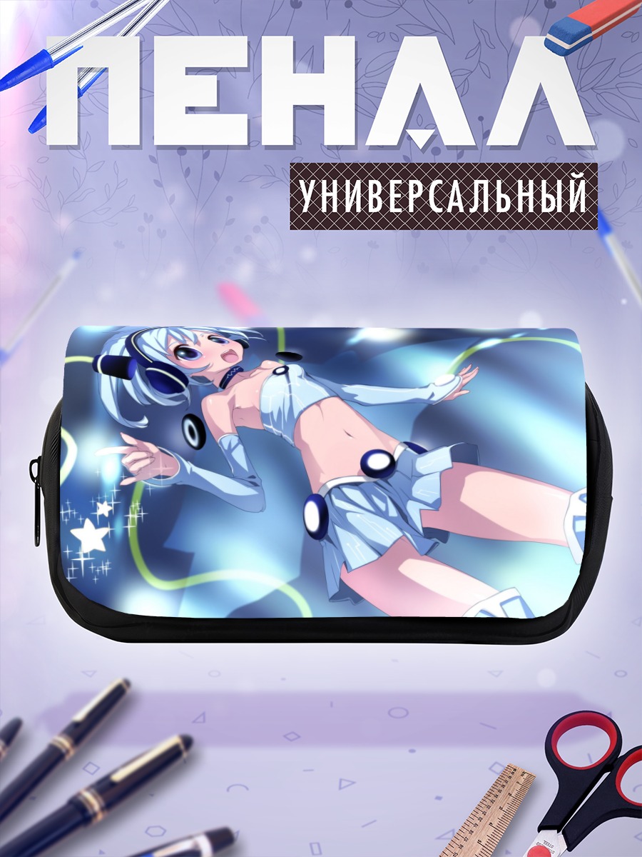 Пенал-косметичка Мику Хацунэ в наушниках