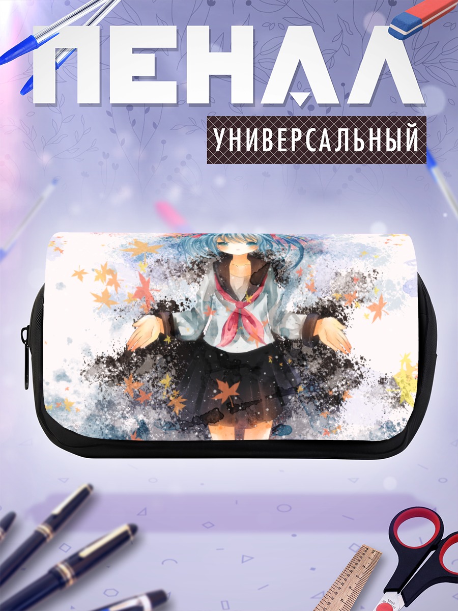 Пенал-косметичка Мику Хацунэ в осенних листьях