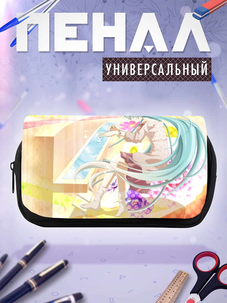 Пенал-косметичка Мику Хацунэ с цветами