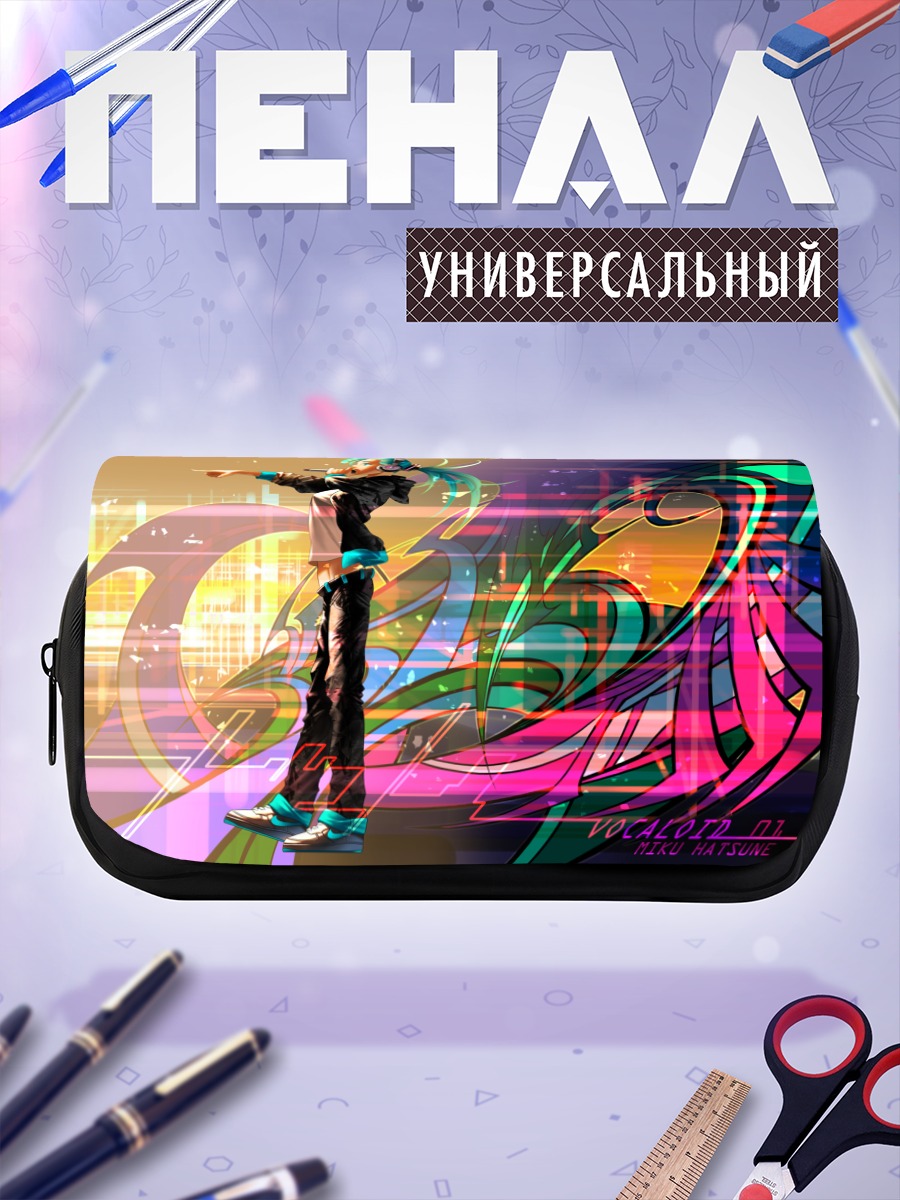 Пенал-косметичка Мику Хацунэ в неоне