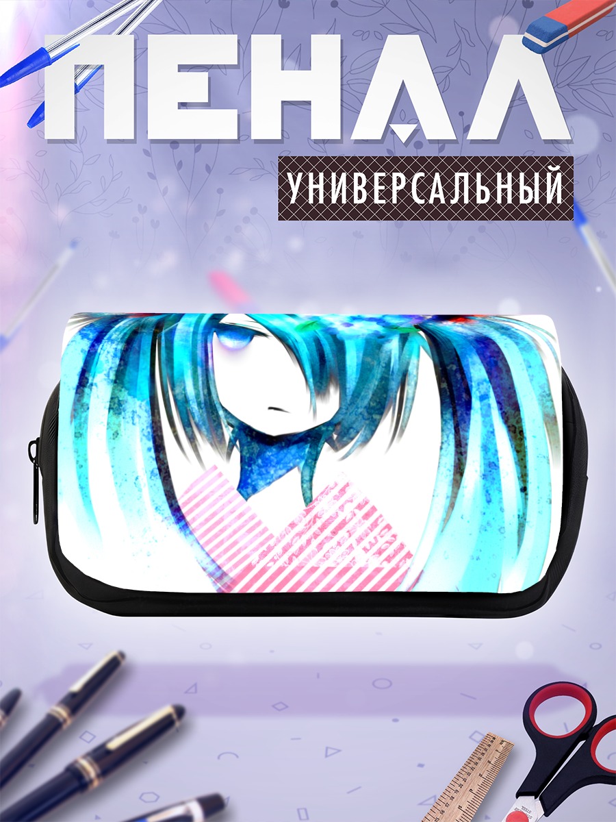 Пенал-косметичка Мику Хацунэ с цветами