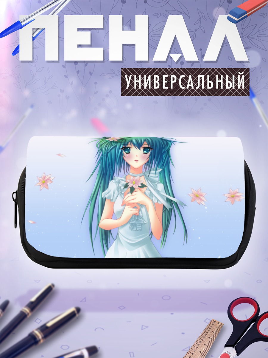 Пенал-косметичка Мику Хацунэ в цветах