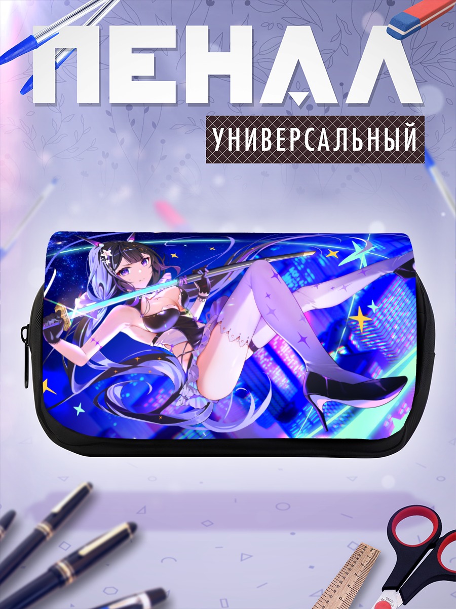 Пенал-косметичка Девушка с катаной в городе
