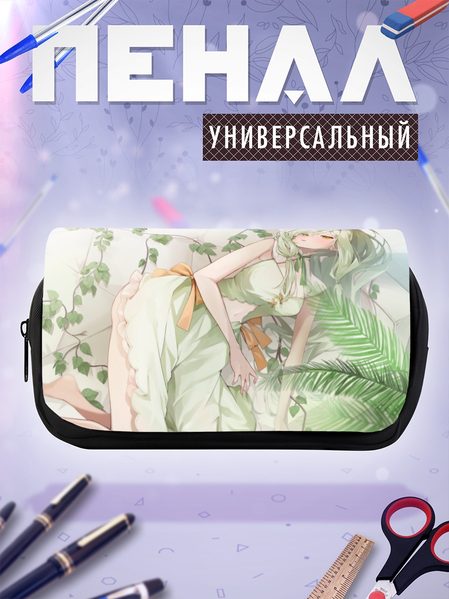 Пенал-косметичка Мику Хацунэ в листьях