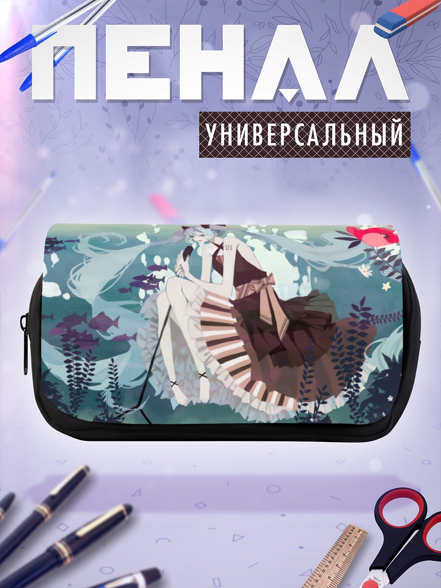 Пенал-косметичка Мику Хацунэ в цветах