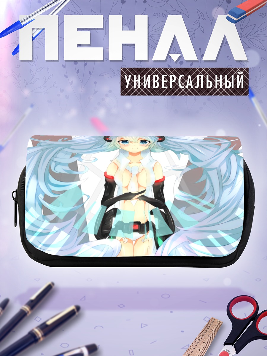 Пенал-косметичка Мику Хацунэ в наушниках
