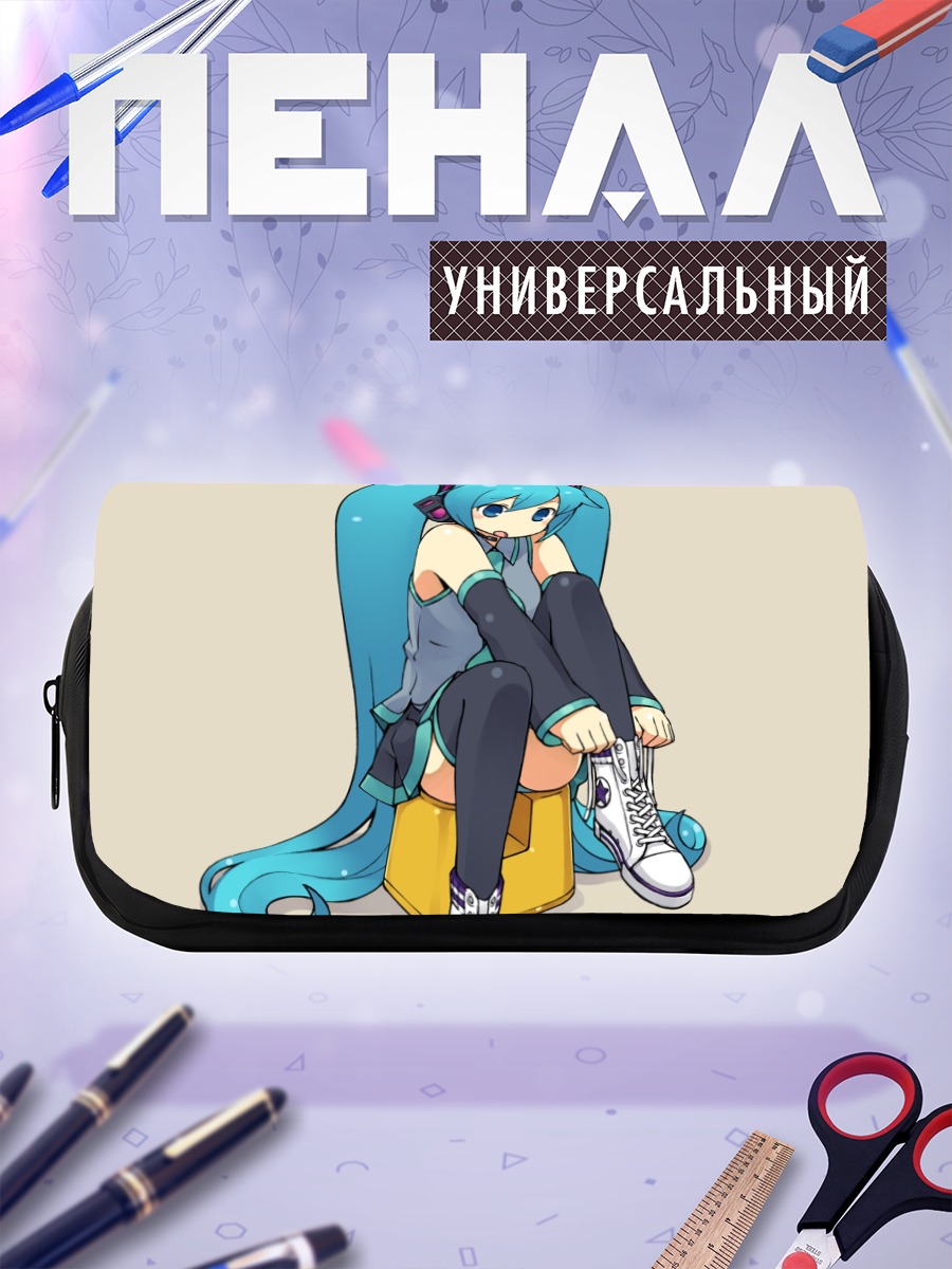 Пенал-косметичка Мику Хацунэ в наушниках