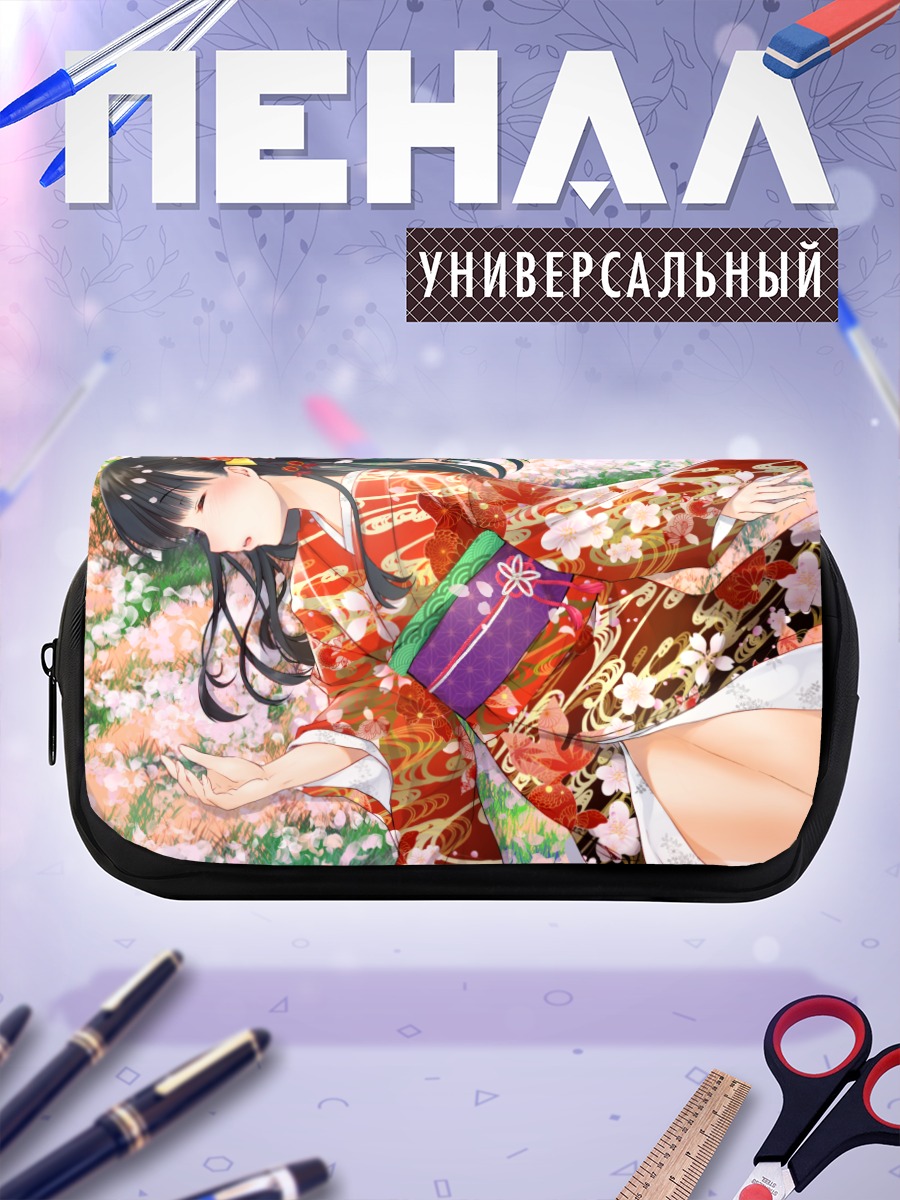 Пенал-косметичка Девушка в кимоно и лепестках