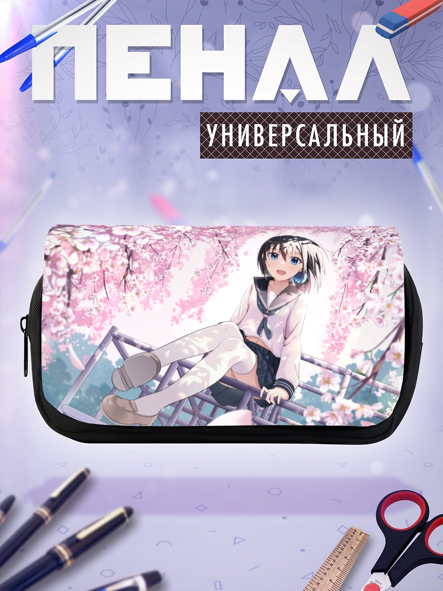 Пенал-косметичка Девушка в сакуре