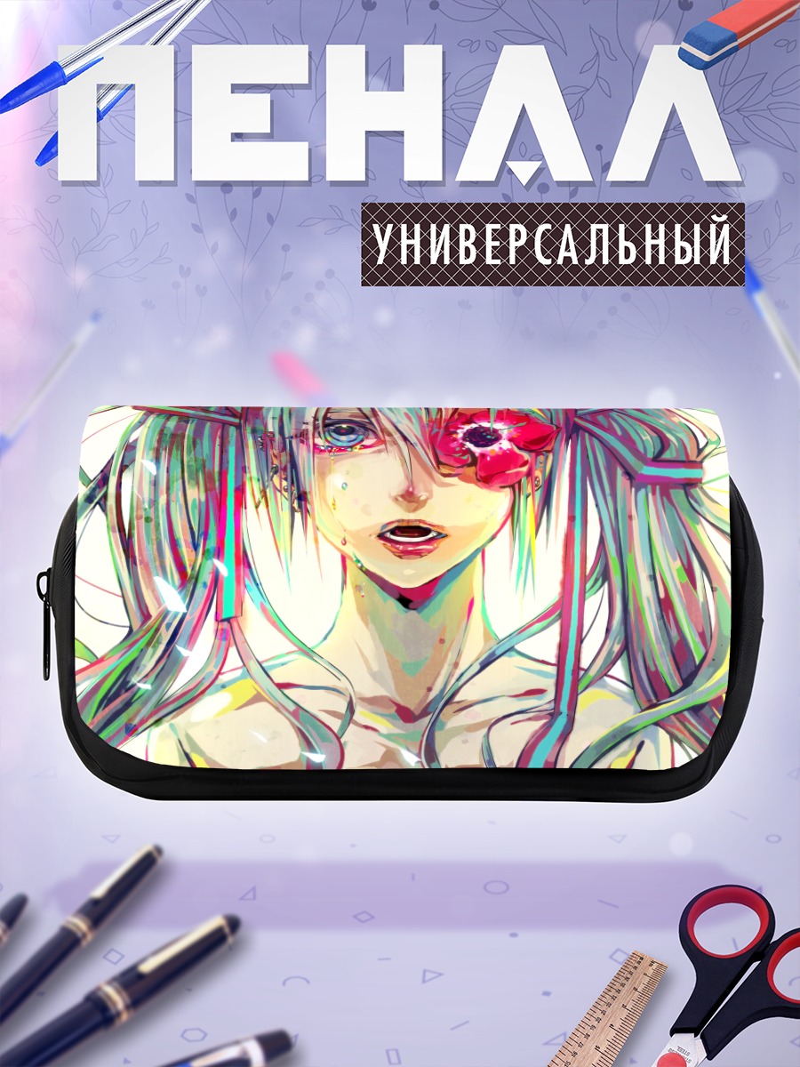 Пенал-косметичка Мику Хацунэ с цветком