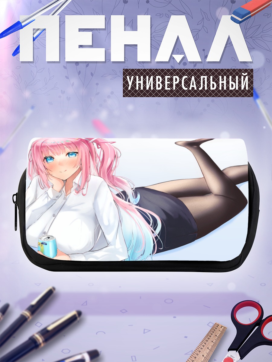 Пенал-косметичка Розовая девушка с напитком