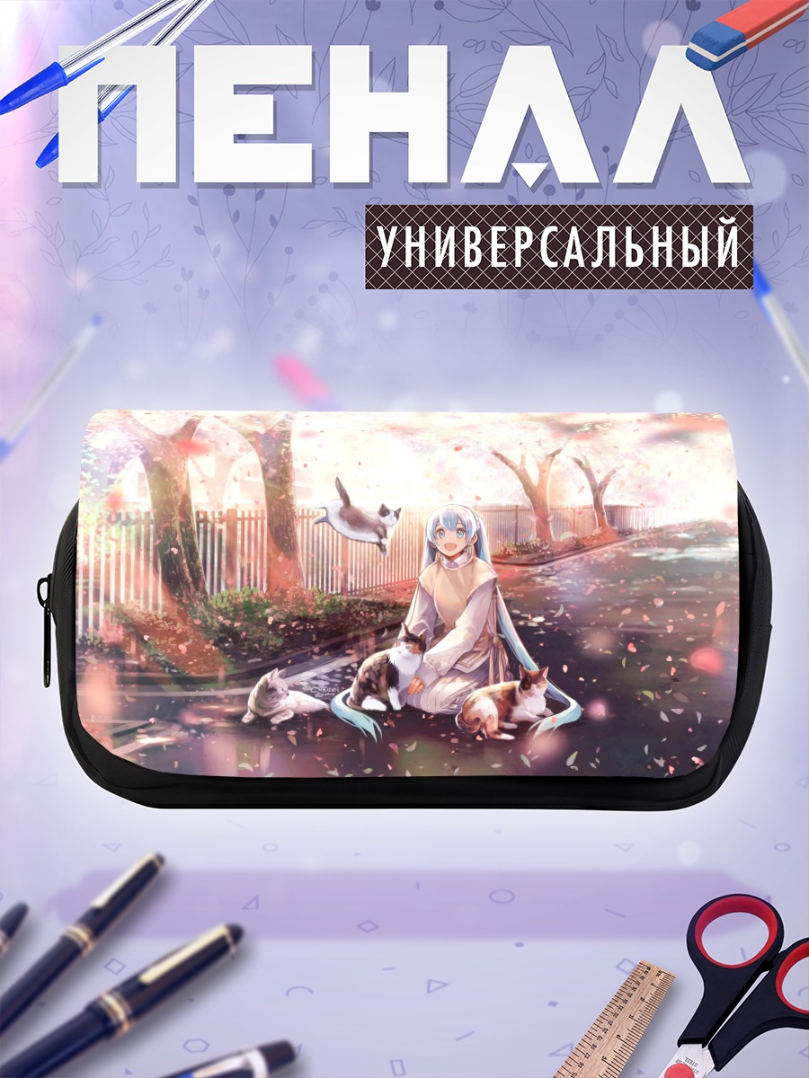 Пенал-косметичка Мику Хацунэ с котами