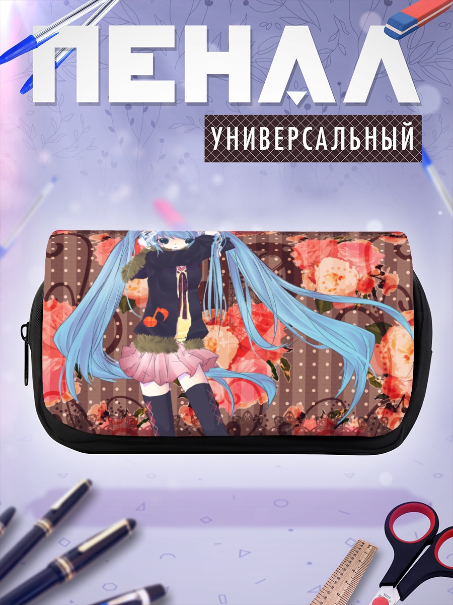 Пенал-косметичка Мику Хацунэ в розах
