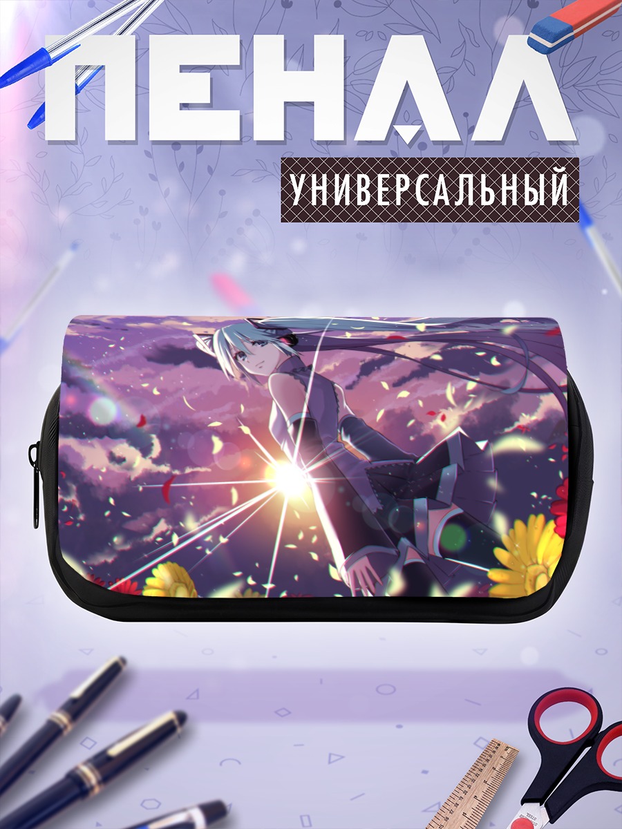 Пенал-косметичка Мику Хацунэ в цветах