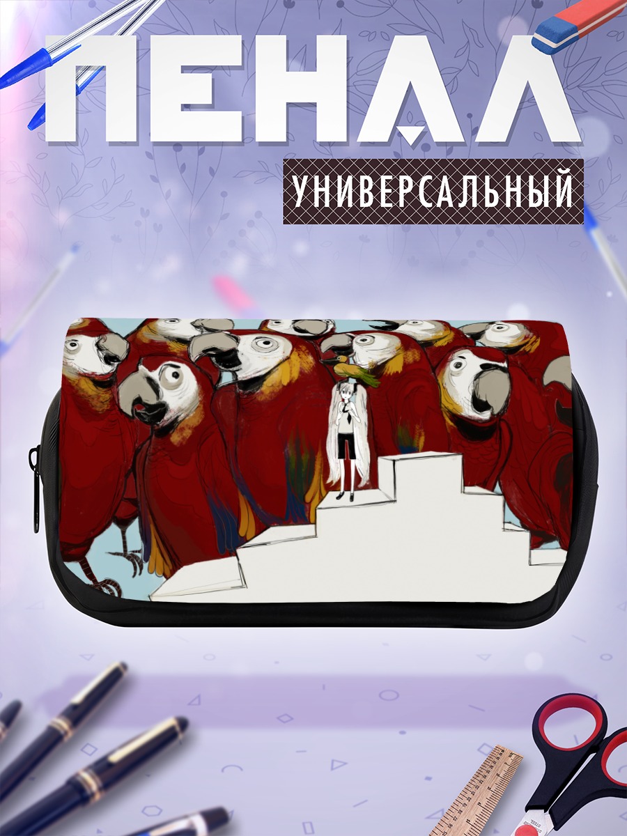 Пенал-косметичка Мику Хацунэ и попугаи