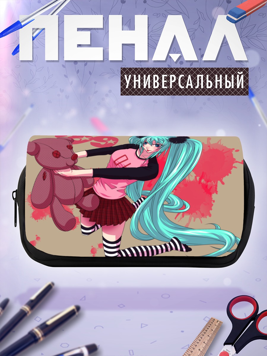 Пенал-косметичка Мику Хацунэ с мишкой