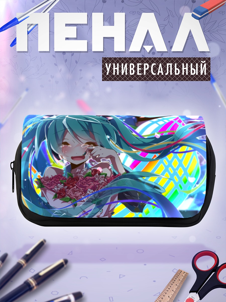 Пенал-косметичка Мику Хацунэ с розами