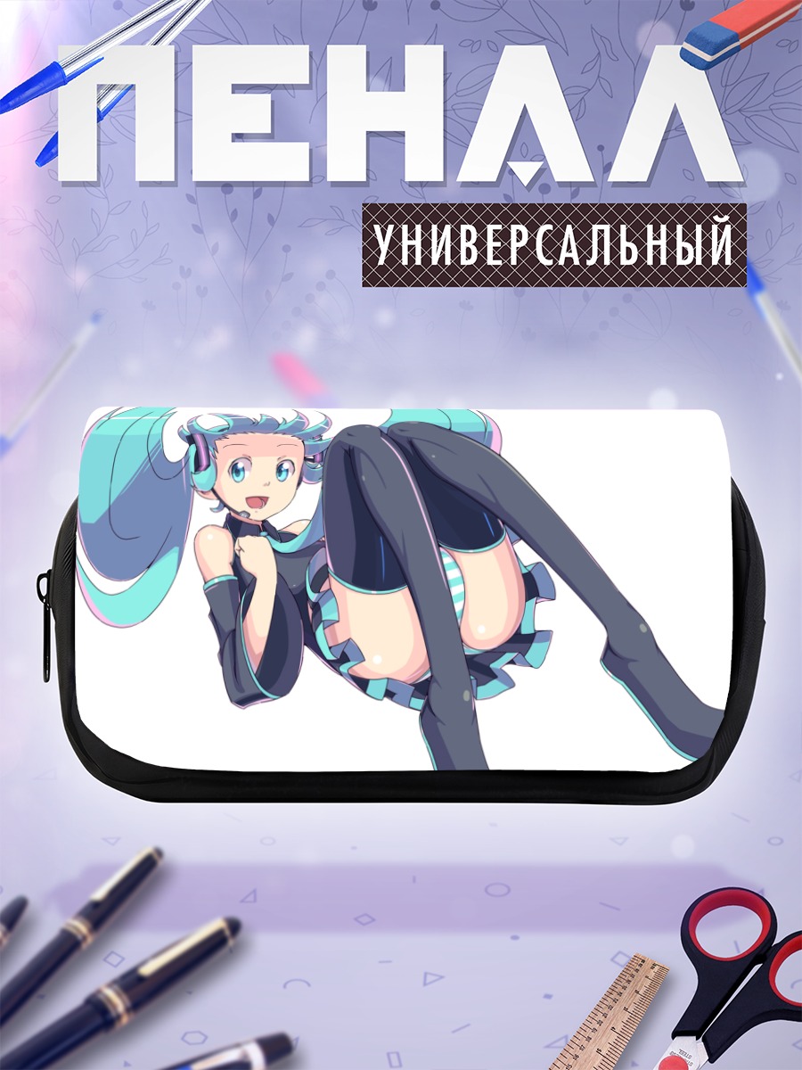Пенал-косметичка Мику Хацунэ в наушниках