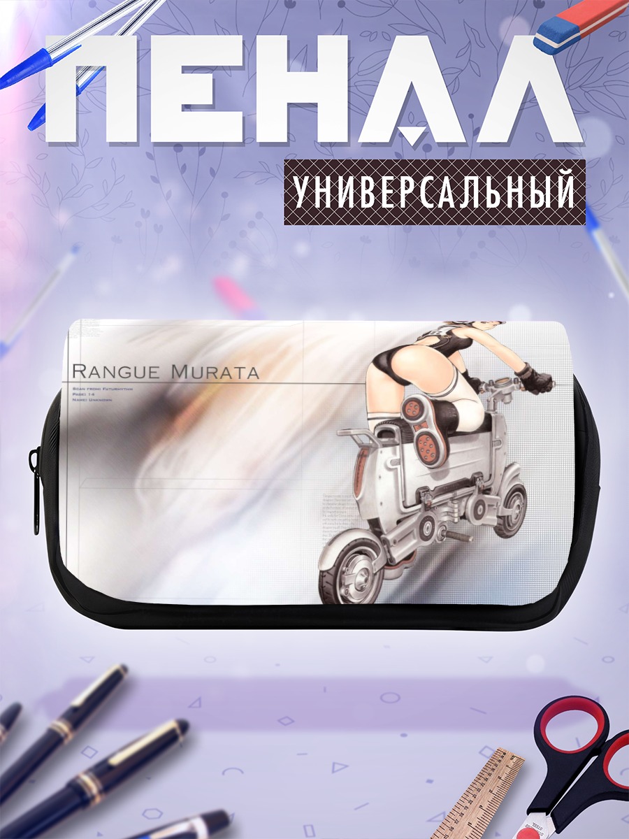 Пенал-косметичка Блондинка на мотоцикле