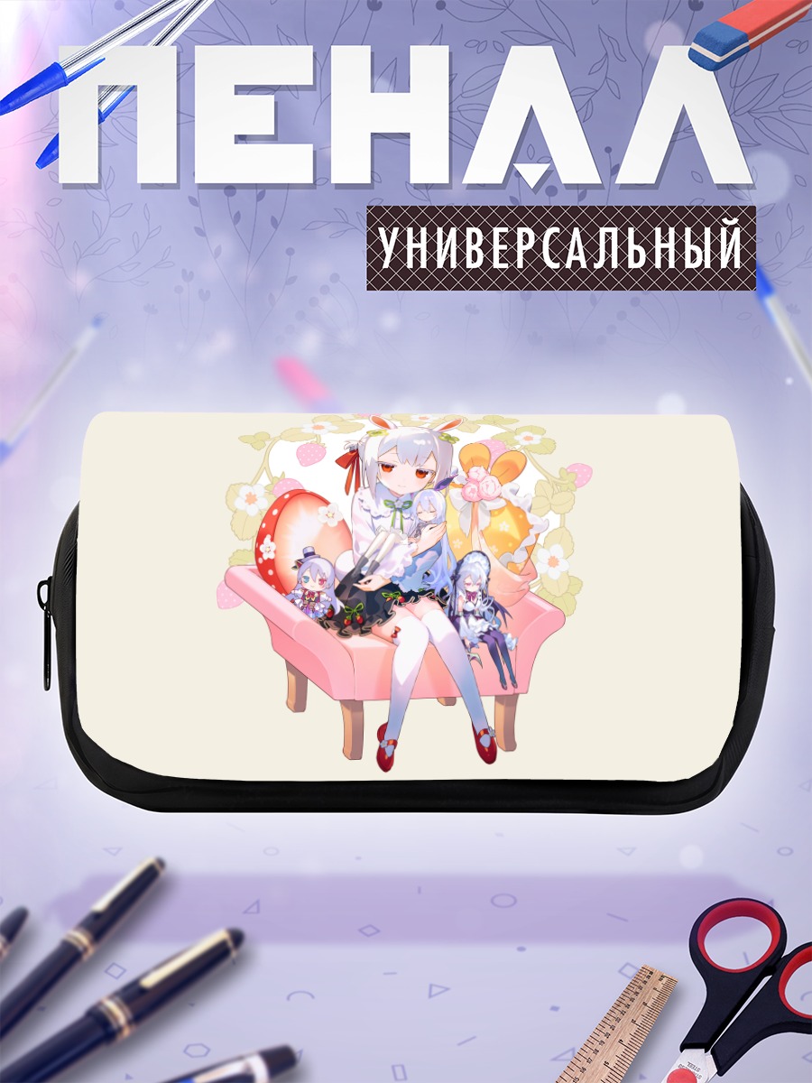 Пенал-косметичка Девушка-зайка с цветами