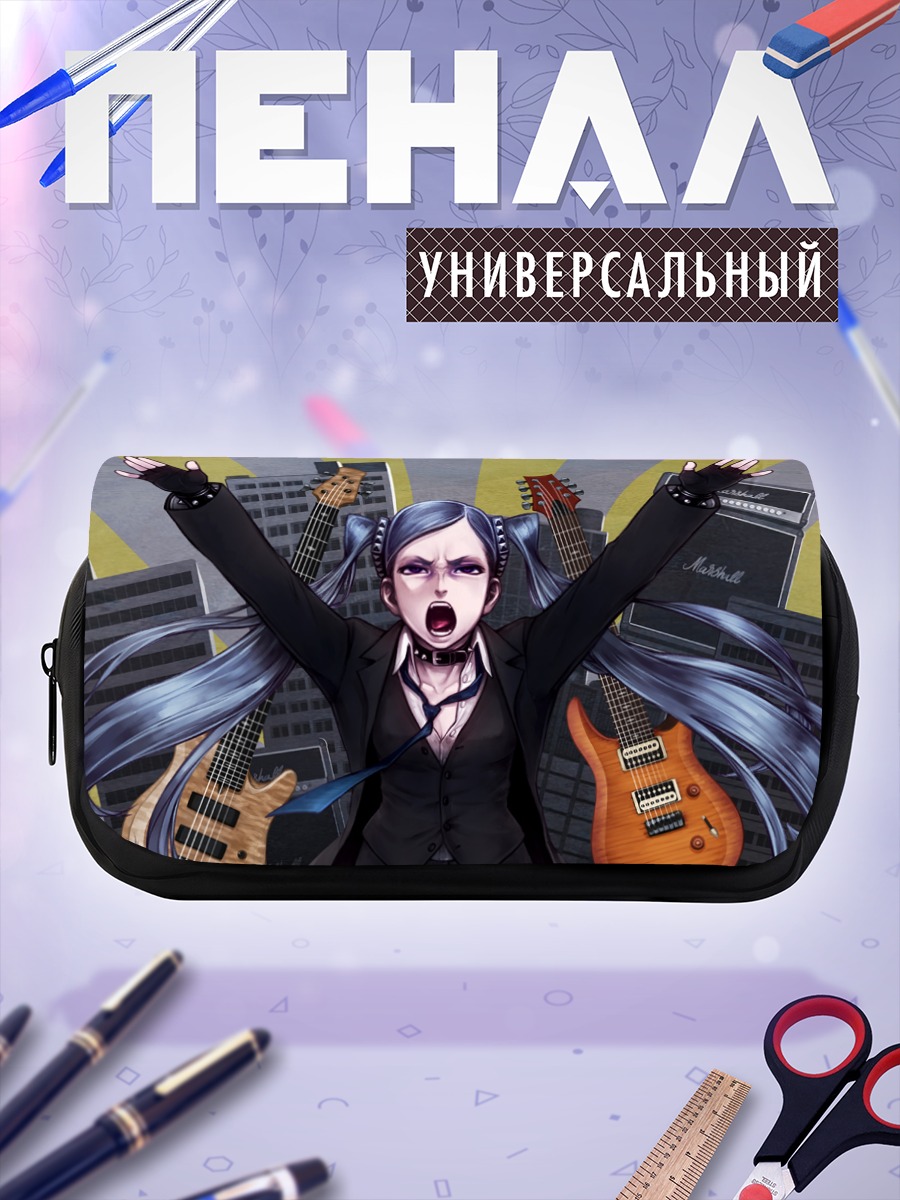 Пенал-косметичка Мику Хацунэ с гитарами