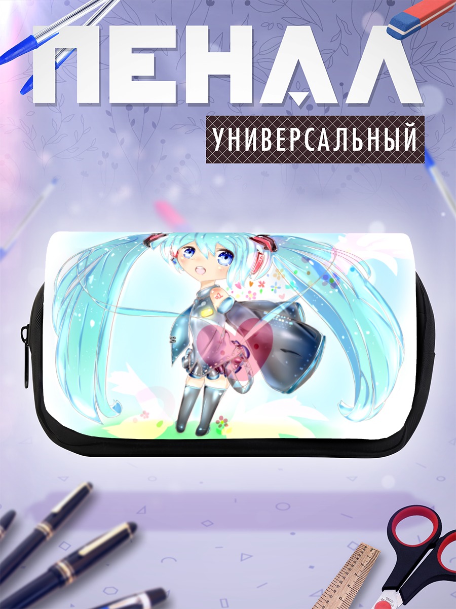 Пенал-косметичка Мику Хацунэ в цветах
