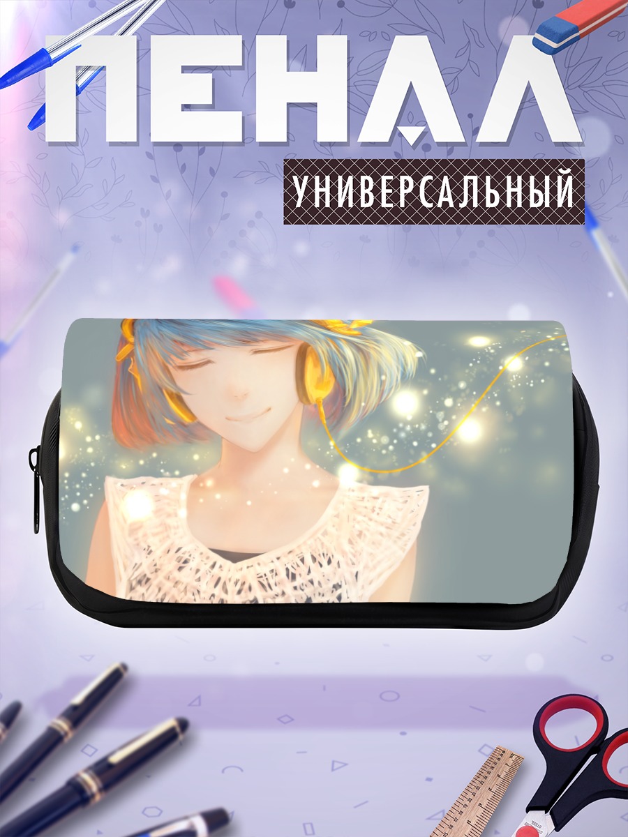 Пенал-косметичка Мику Хацунэ в наушниках