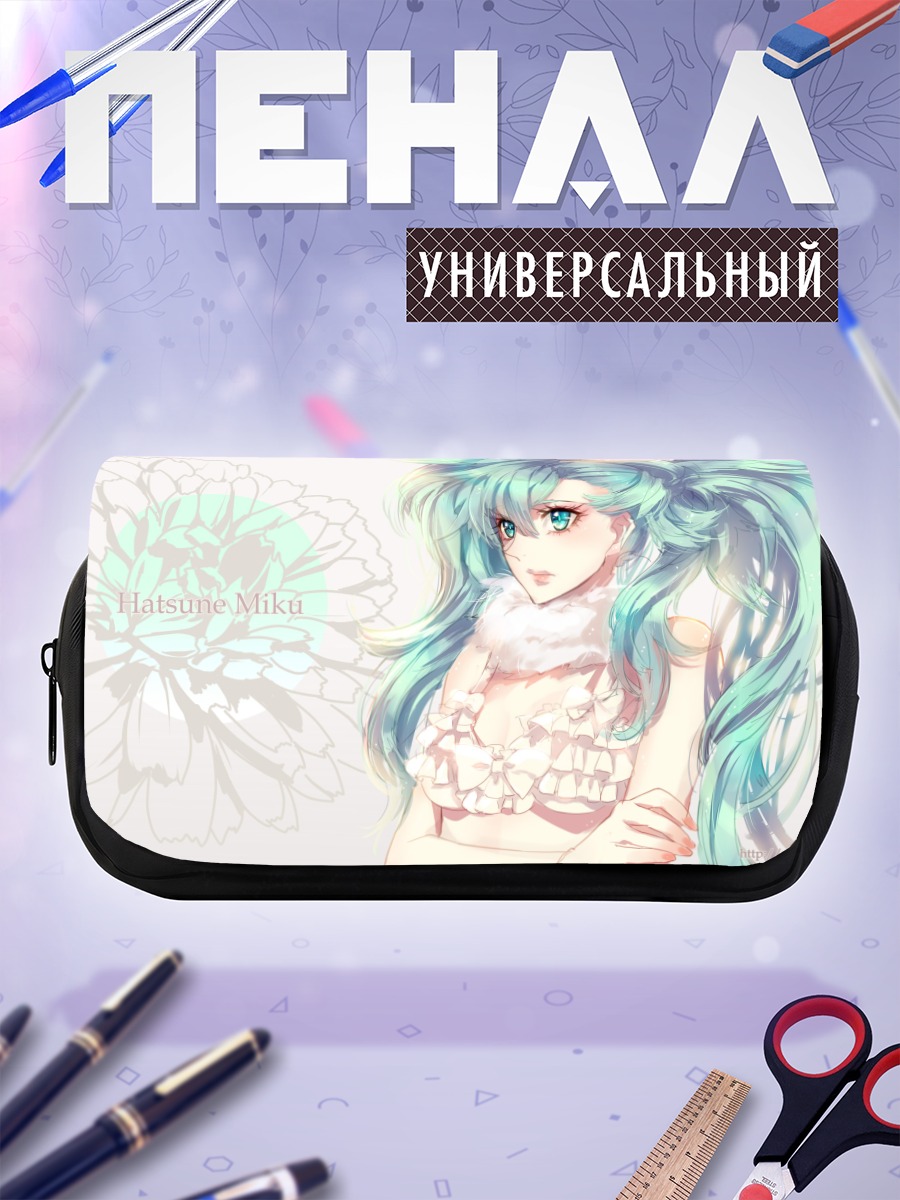 Пенал-косметичка Мику Хацунэ в цветах