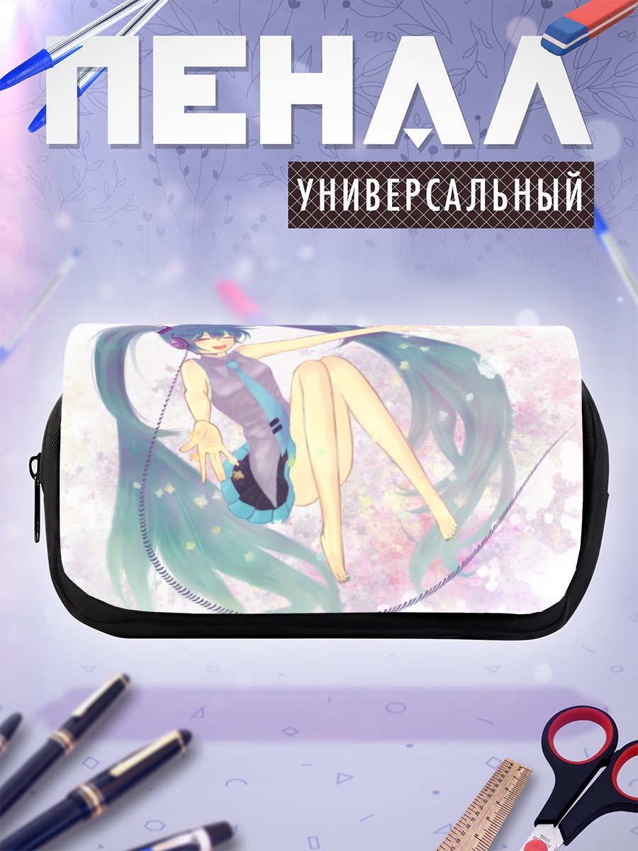 Пенал-косметичка Мику Хацунэ в цветах