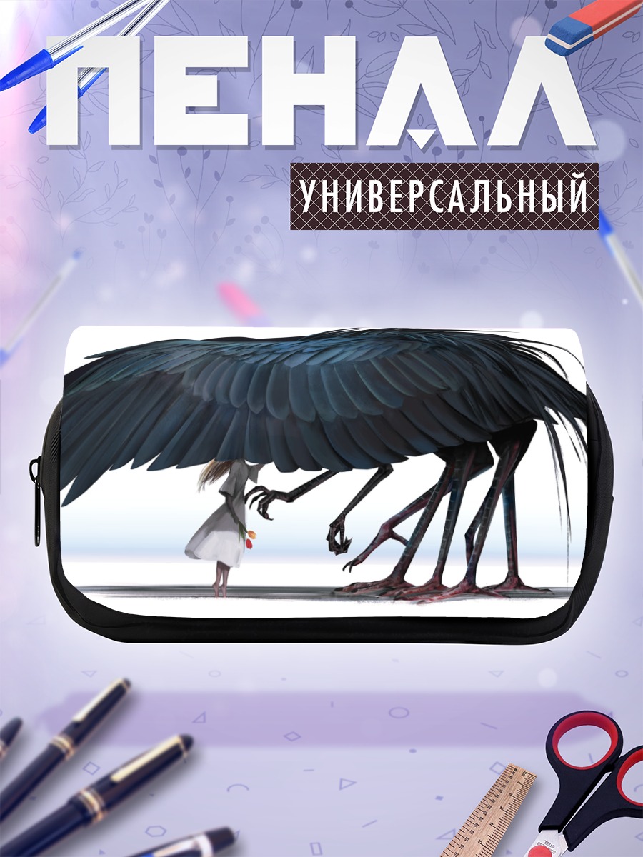 Пенал-косметичка Девушка и ворон