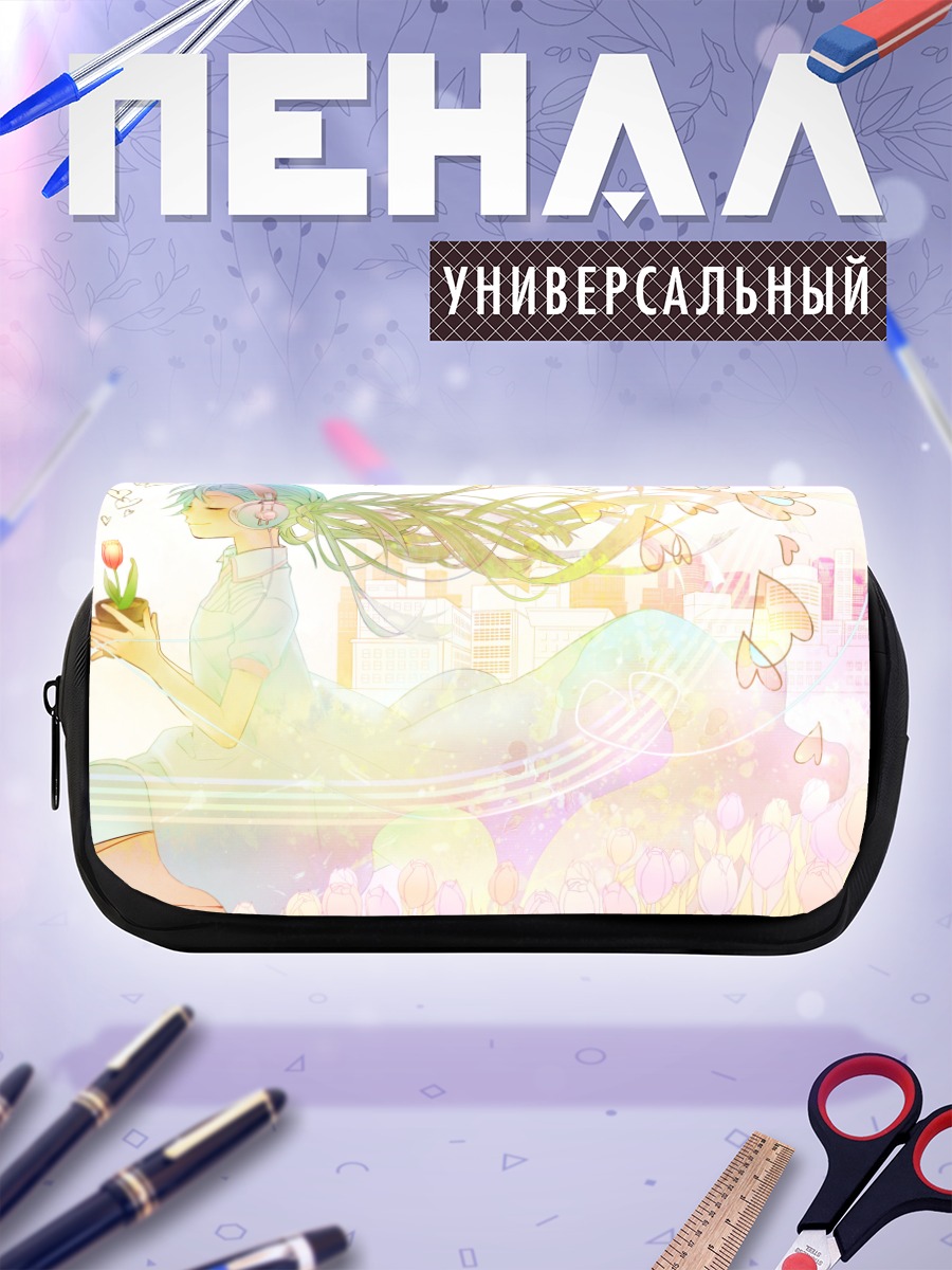 Пенал-косметичка Мику Хацунэ в цветах