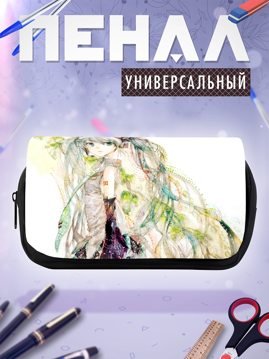Пенал-косметичка Мику Хацунэ в акварели