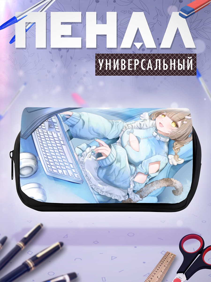 Пенал-косметичка Ширасу Неко за компьютером