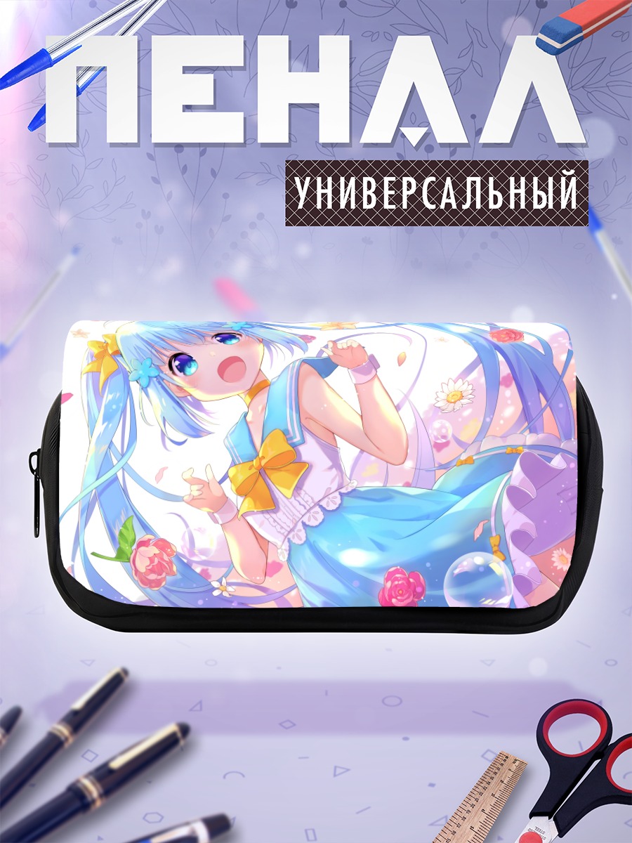 Пенал-косметичка Мику Хацунэ в цветах