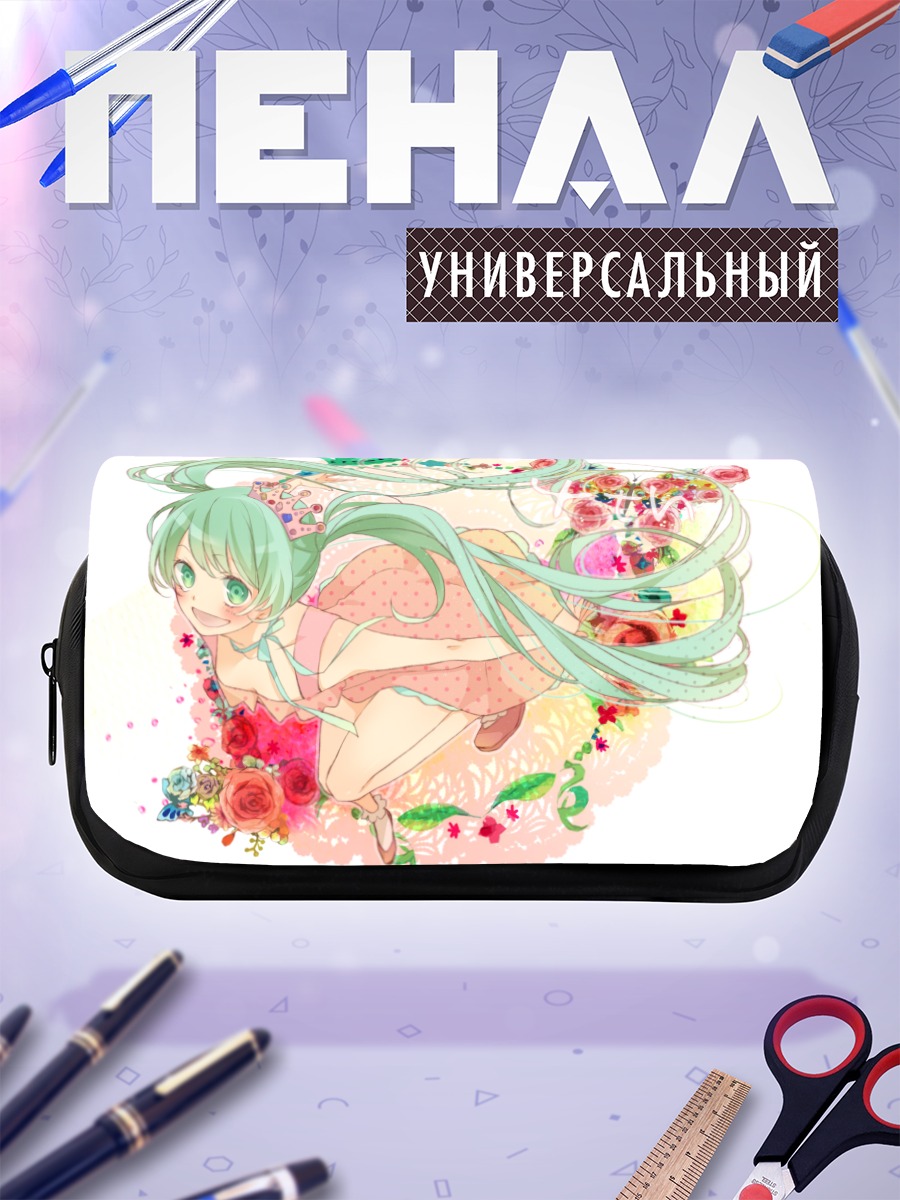 Пенал-косметичка Мику Хацунэ в цветах
