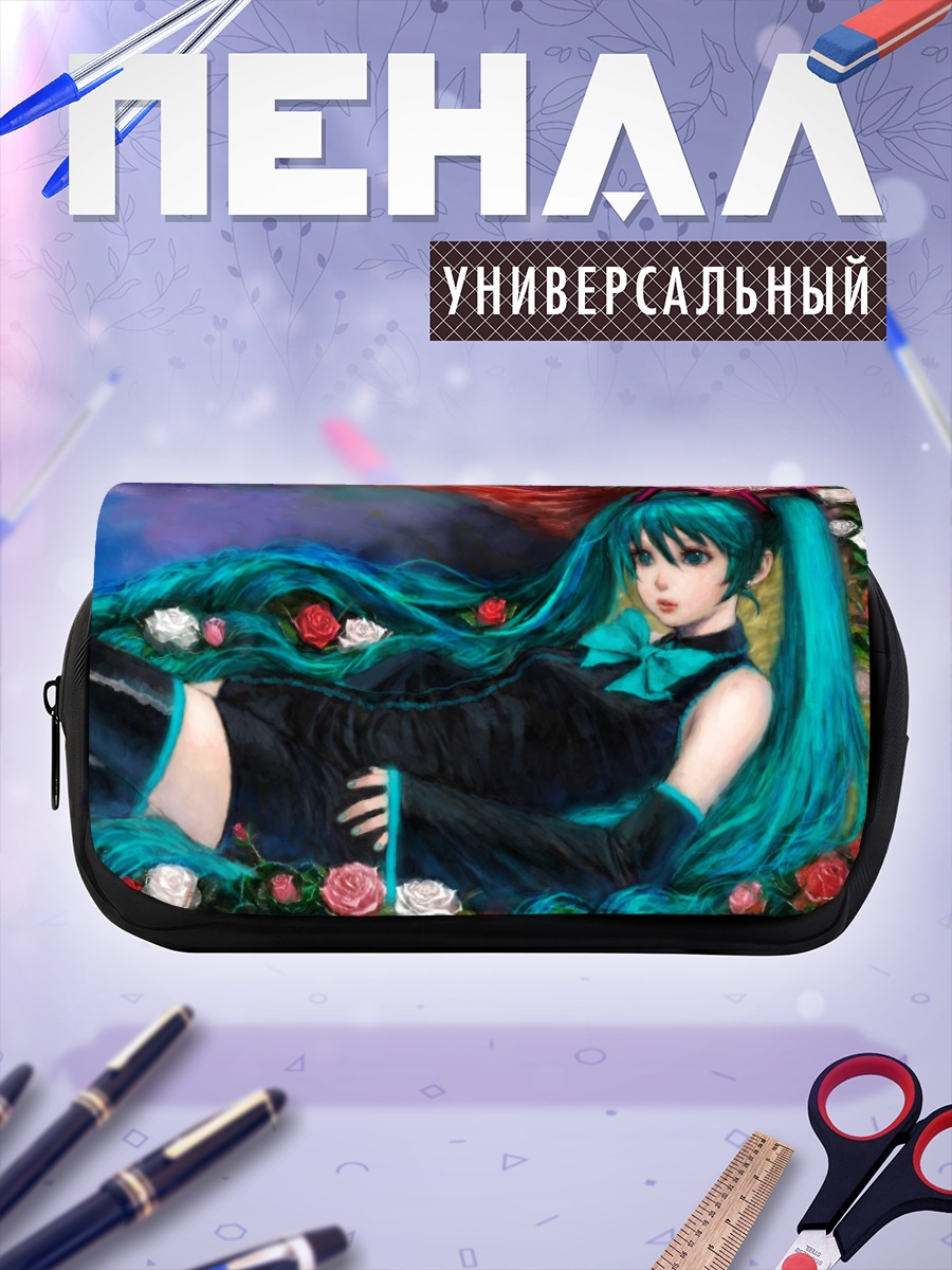 Пенал-косметичка Мику Хацунэ в розах