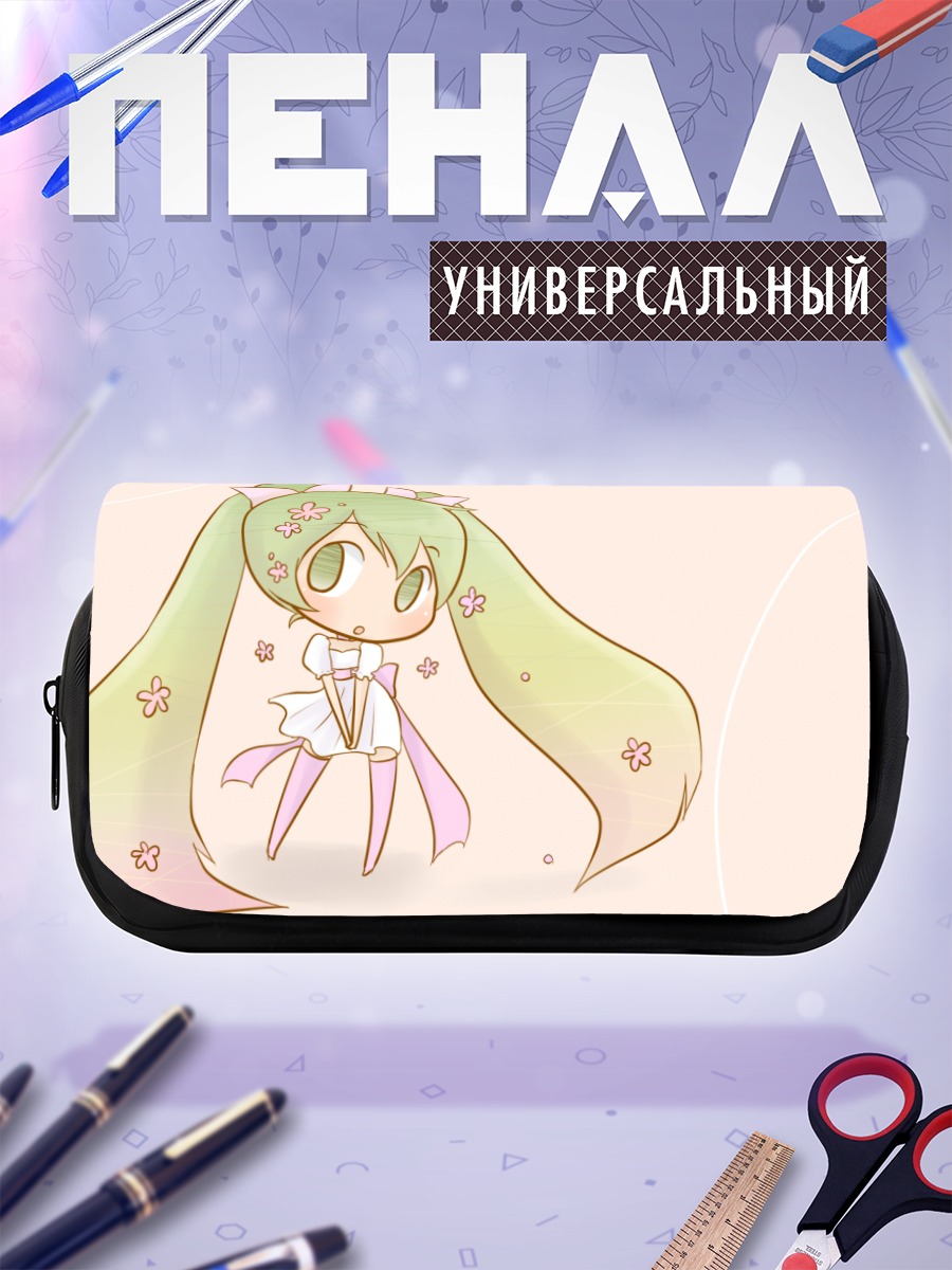 Пенал-косметичка Мику Хацунэ с цветами