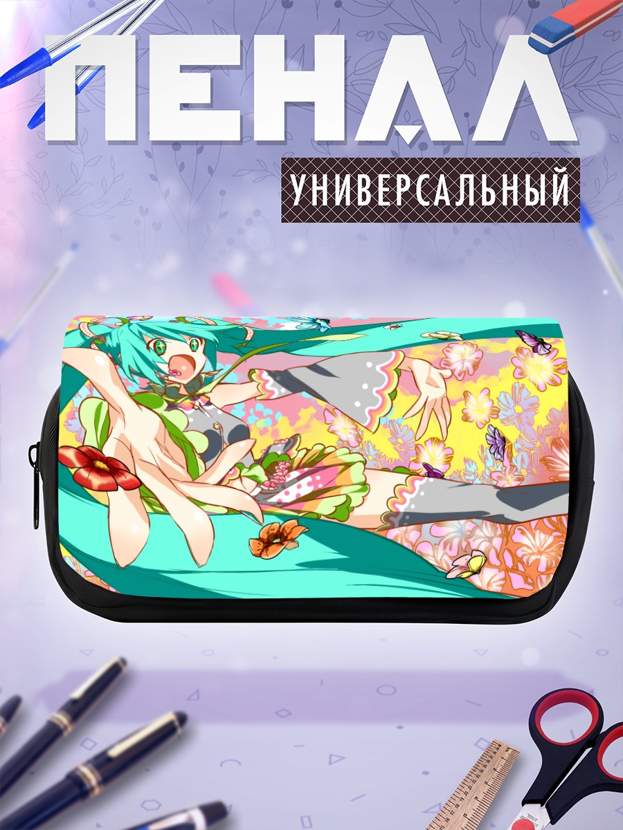 Пенал-косметичка Мику Хацунэ в цветах