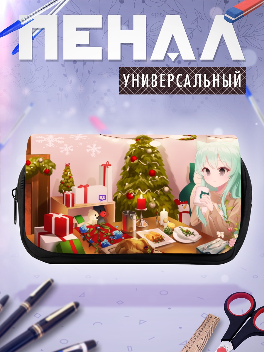 Пенал-косметичка Девушка-кошка на Рождество
